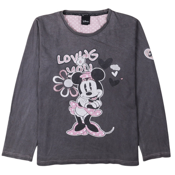 Disney 90's Minnie Mouse Crew Neck Sweatshirt Large Grey