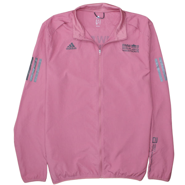 Adidas Pink Windbreaker Jacket Men's Medium BMW Berlin Marathon 2018 Printed Logos Running Top