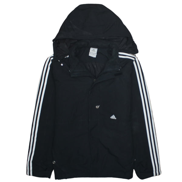 Adidas 90's Striped Sleeve Full Zip Up Windbreaker Medium Black