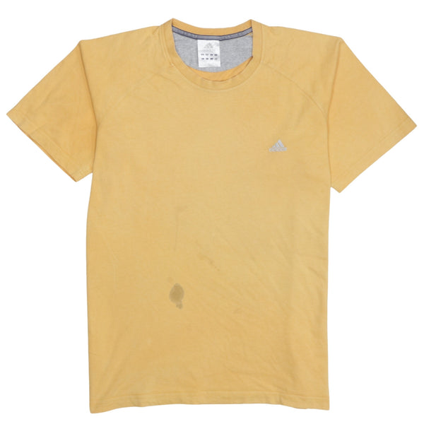 Adidas Mustard Yellow T Shirt Men's Large Embroidered Chest Logo Short Sleeve Casual Top