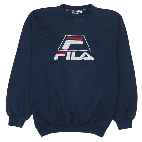 Fila 90's Spellout Crew Neck Sweatshirt Large Navy Blue