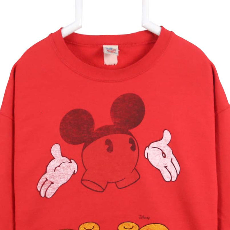 JUNK FOOD 90's Mickey Mouse Crewneck Sweatshirt Medium Red