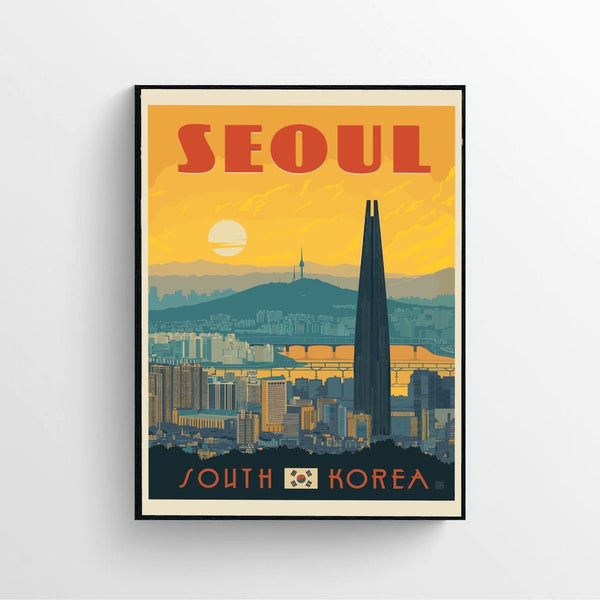 Vintage Travel South Korea Seoul  Print Poster