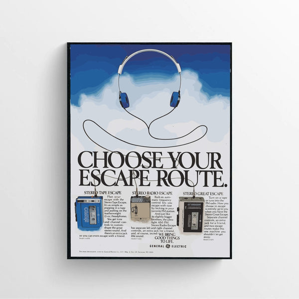 vintage sky music headphones graphic Poster