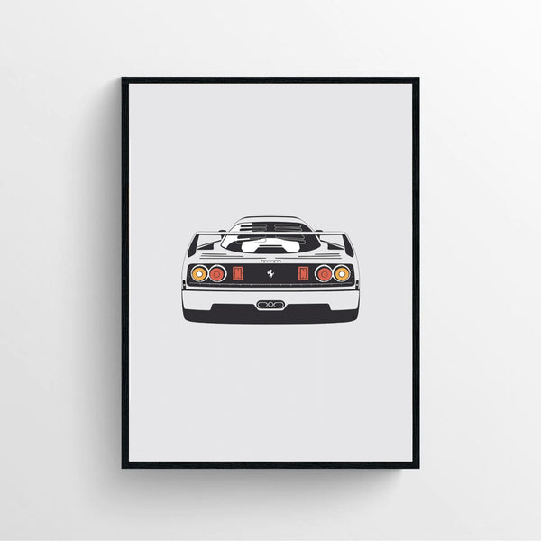 White F40 Rear Poster