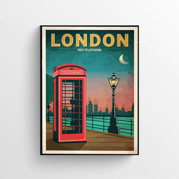 Retro London Telephone Box Print Poster