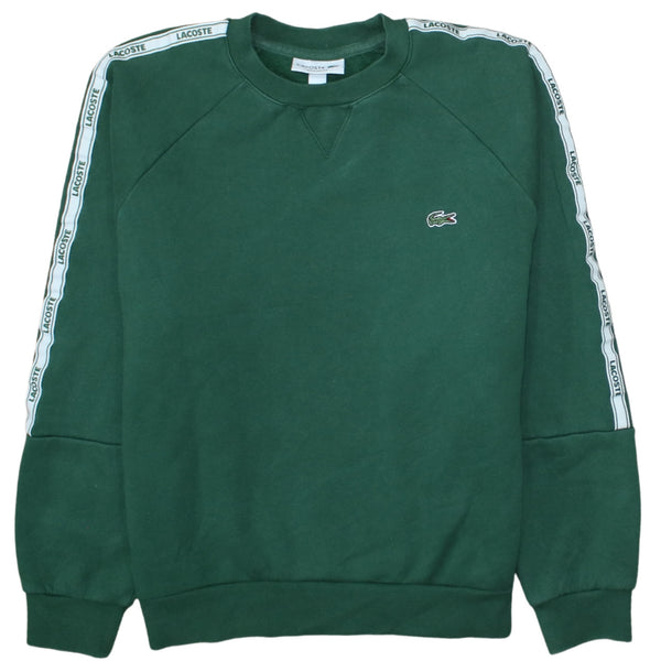 Lacoste Dark Green Sweatshirt Men's Medium Taped Sleeves Embroidered Croc Logo Pullover