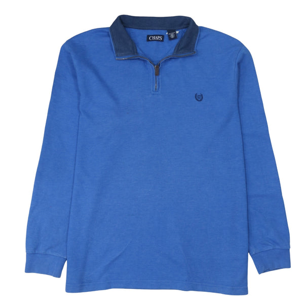 Chaps 90's Lightweight Quarter Zip Sweatshirt XXLarge (2XL) Blue