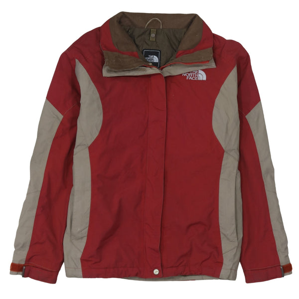 The North Face Red Grey Jacket Women’s Medium Embroidered Logo Zip Pockets Windbreaker Outerwear
