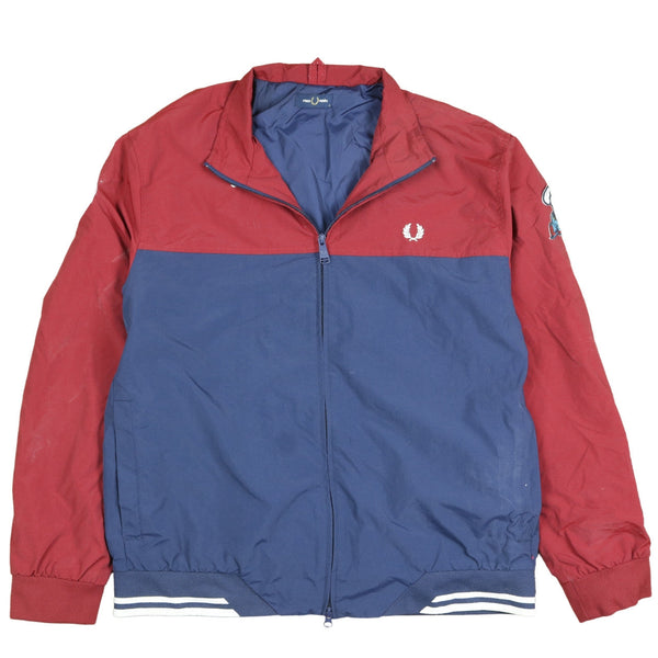 FRED PERRY 90's Lightweight Full Zip Up Windbreaker XLarge Burgundy Red