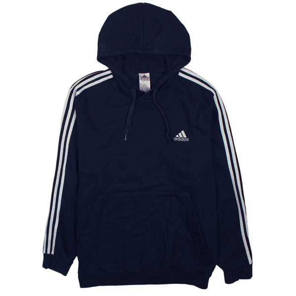 Adidas 90's Striped Sleeves Pullover Hoodie XXLarge (2XL) Navy Blue