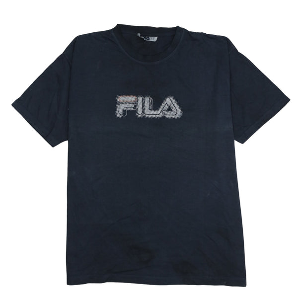 Fila Black T Shirt Men's XLarge Printed Chest Logo Short Sleeve Casual Top Tee