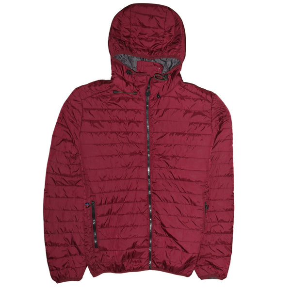 Moncler 90's Hooded Full Zip Up Puffer Jacket Medium (missing sizing label) Burgundy Red