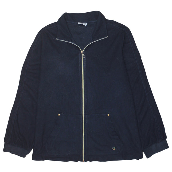 Champion Black Fleece Jacket Women’s XLarge Zip Front Pockets Small C Logo Top