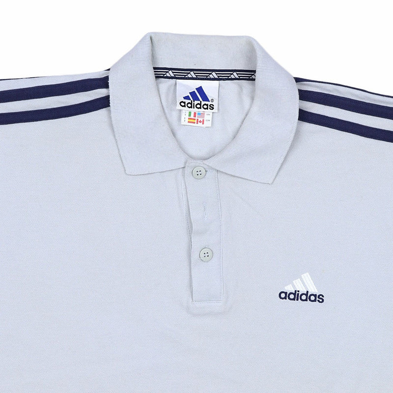 Adidas 90's Short Sleeve Button Up T Shirt Medium White