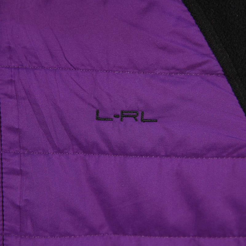 Ralph Lauren 90's Fleece Zip Up Puffer Windbreaker Jacket Large Black