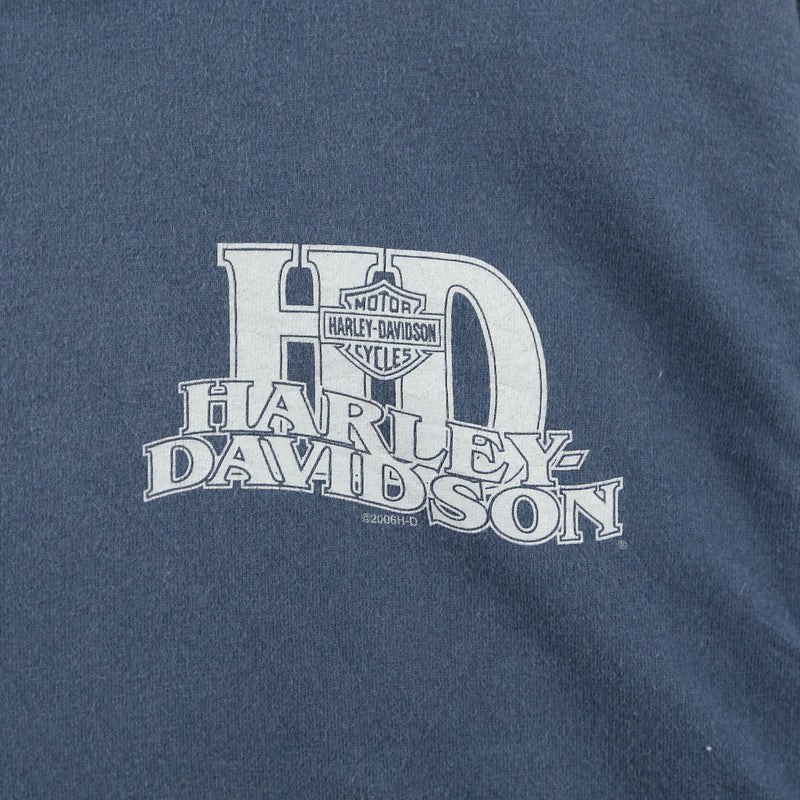 Harley Davidson 90's Button Up small logo Back Print Polo Shirt XLarge Grey