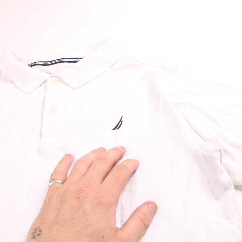 Nautica  Short Sleeve Button Up Polo Shirt XLarge White