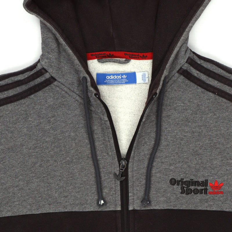 Adidas 90's Original Sports Zip Up Hoodie Large Grey