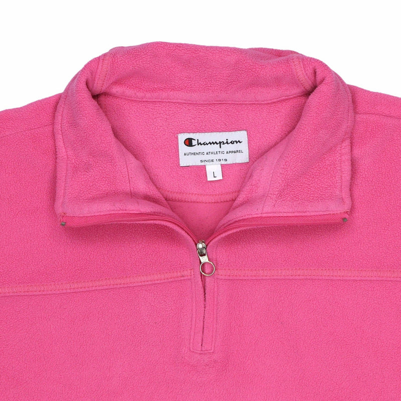 Champion 90's Quarter Zip Fleece Sweatshirt Large Pink