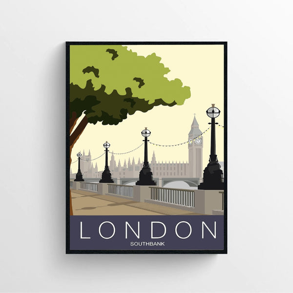 London Southbank Vintage Travel Poster