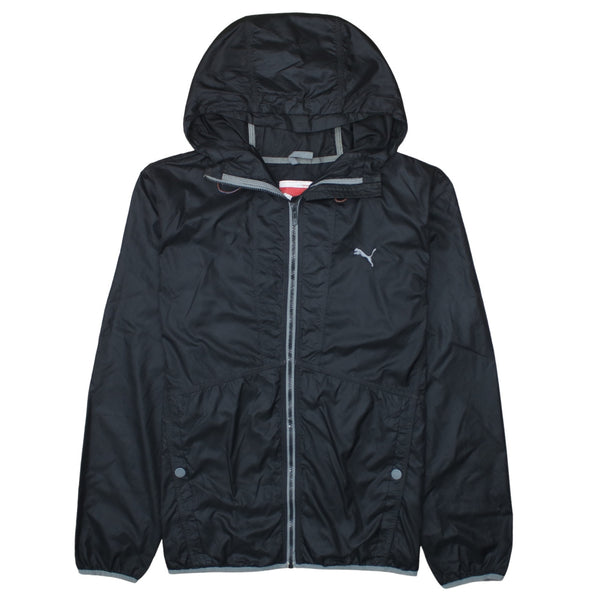 Puma 90's Hooded Full Zip Up Windbreaker Large Black