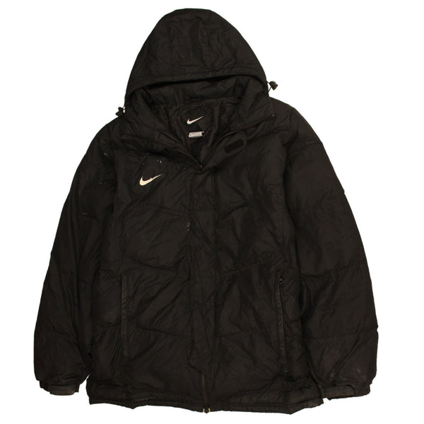 Nike 90's Swoosh Full Zip Up Puffer Jacket XLarge Black