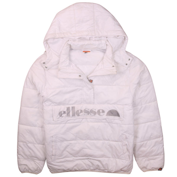 Ellesse 90's Lightweight Quarter Button Puffer Jacket XLarge (missing sizing label) White