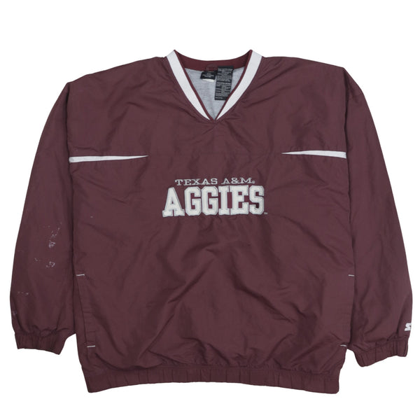 Starter Burgundy Red Windbreaker Men's XXLarge Texas A&M Aggies Embroidered Logo Pullover Jacket