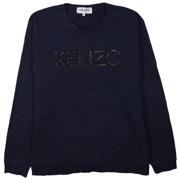 Kenzo 90's Spellout Crew Neck Sweatshirt XXLarge (2XL) Navy Blue