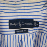 Ralph Lauren 90's Short Sleeve Button Up Striped Shirt Large Blue