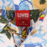 Lowes 90's Hawaiian Pattern Short Sleeve Button Up Shirt Small White