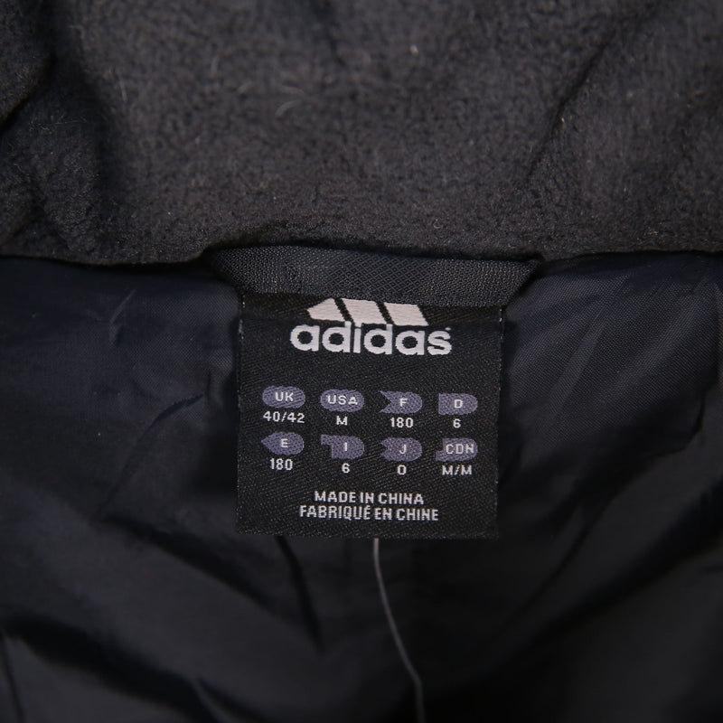 Adidas 90's Soccer Club Puffer Zip Up Windbreaker Jacket Medium Black