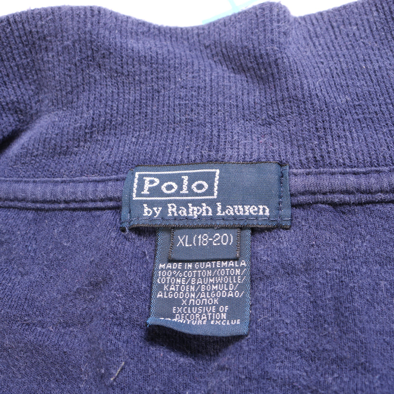 Ralph Lauren  Quarter Zip Knitted Ribbed Jumper / Sweater XLarge Navy Blue