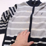 Nautica  Striped Full Zip Up Jumper / Sweater Large Grey