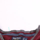 Nautica  Vest Sleeveless Knitted V Neck Jumper / Sweater XLarge Burgundy Red