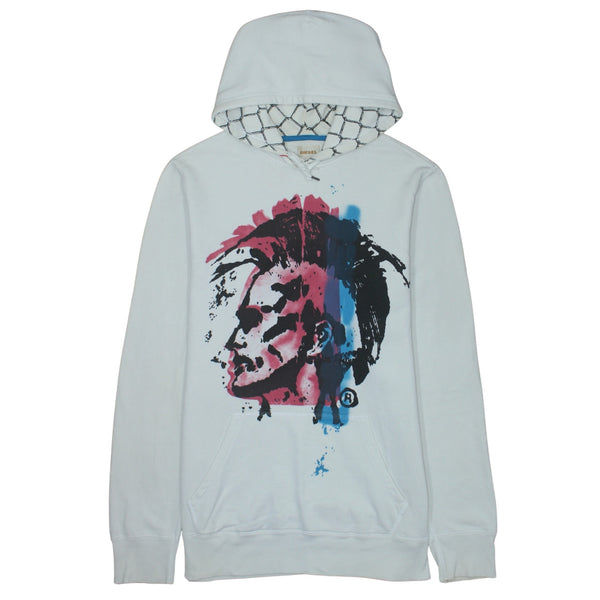 Diesel White Hoodie Women’s XLarge Graphic Print Front Pouch Cotton Pullover Sweatshirt
