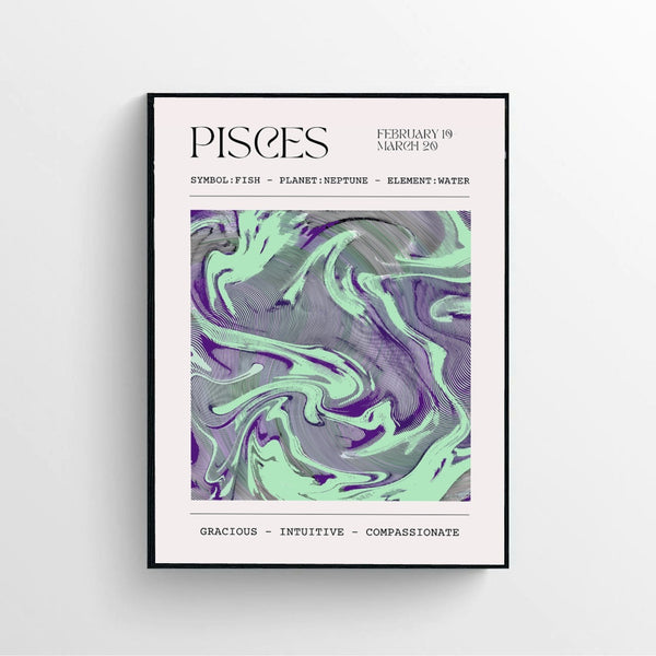 Pisces Zodiac Print poster