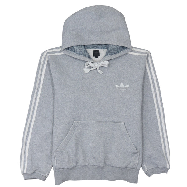 Adidas 90's Striped Sleeve Pullover Hoodie Medium Grey