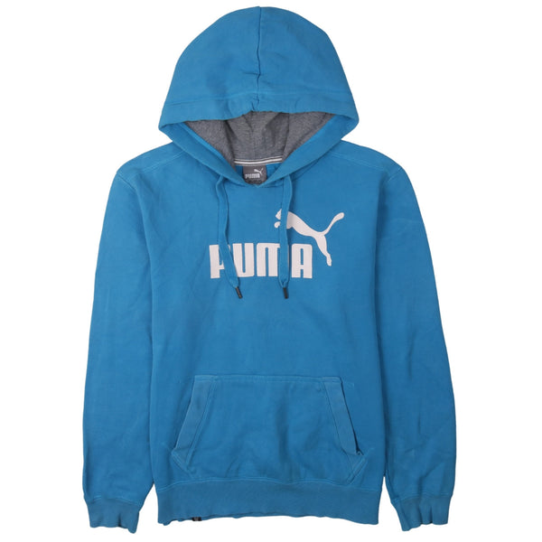 Puma 90's Spellout Pullover Hoodie Small Blue