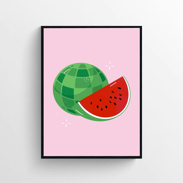 Watermelon Disco Ball Art Print