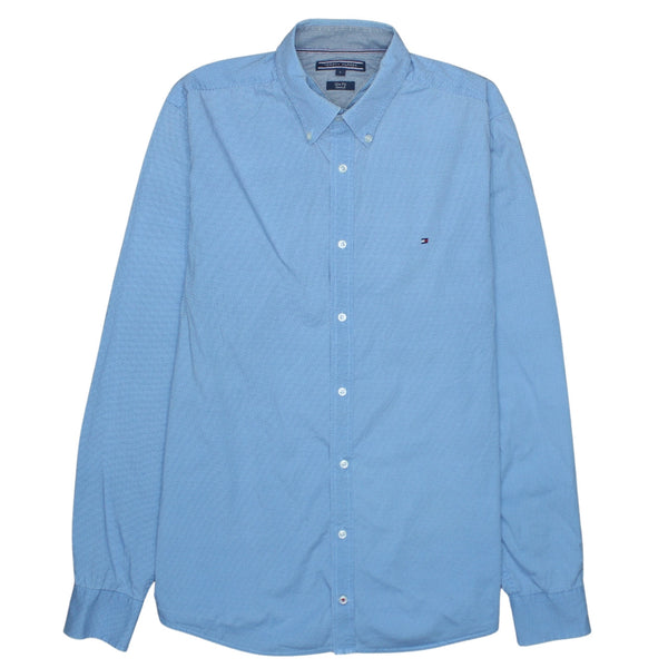 Tommy Hilfiger 90's Long Sleeve Button Up Shirt Large Blue