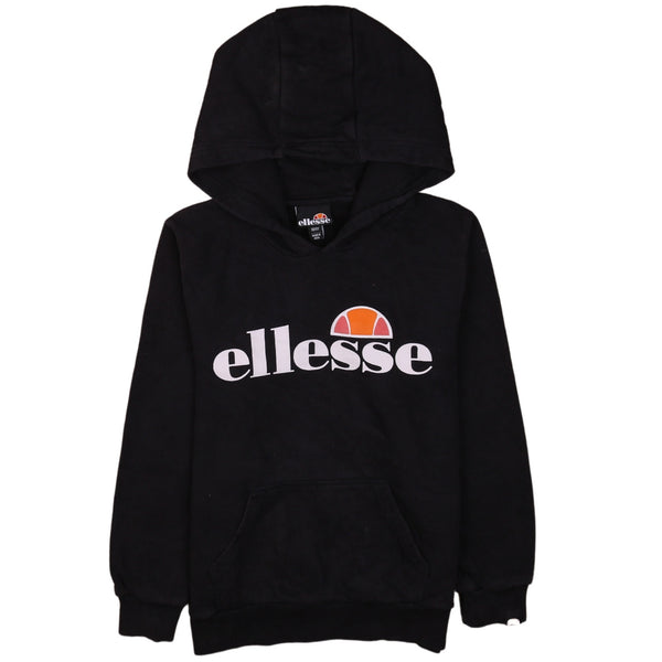 Ellesse 90's Pullover Spellout Hoodie Medium (missing sizing label) Black