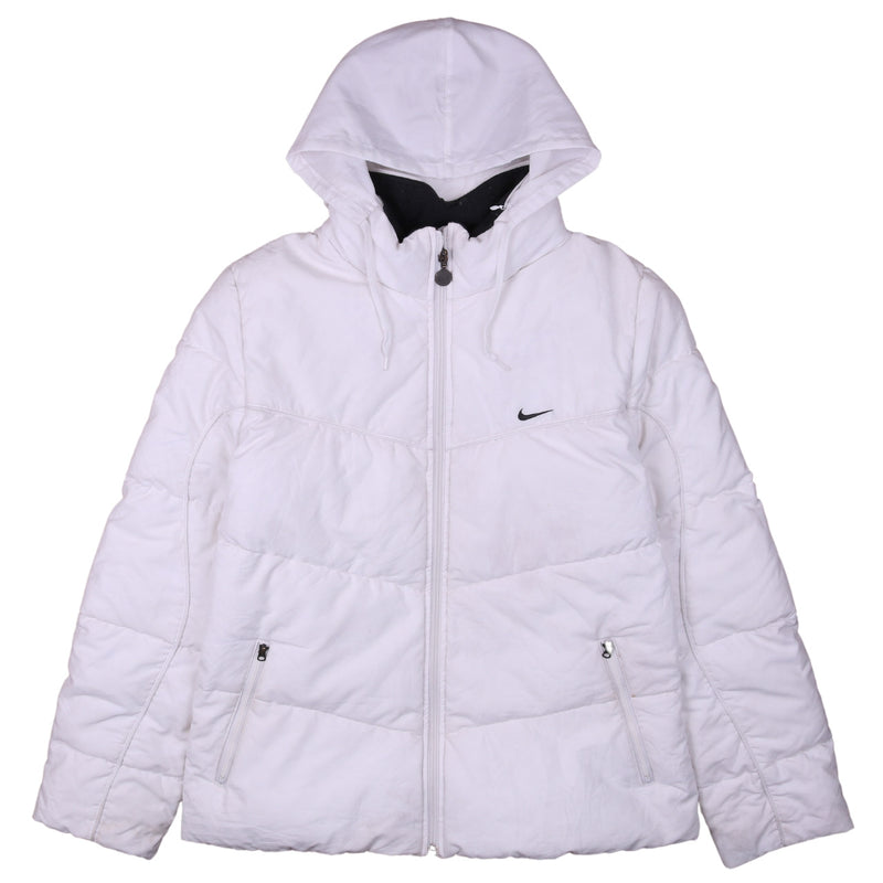 Nike 90's Hooded Full Zip Up Puffer Jacket XLarge White