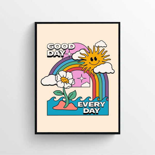 Everyday Good Day Retro Illustration Poster