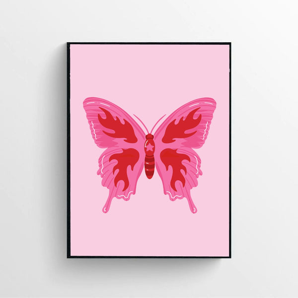 Pink and Red Butterfly Poster