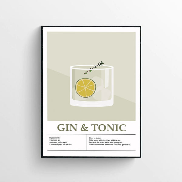 Gin And Tonic Classic Cocktail Poster