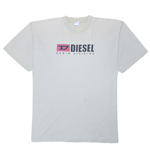Diesel 90's Spellout Short Sleeves T Shirt XLarge  Beige Cream