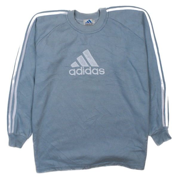 Adidas 90's Striped Sleeves Heavyweight 90's Crewneck Sweatshirt XLarge Blue