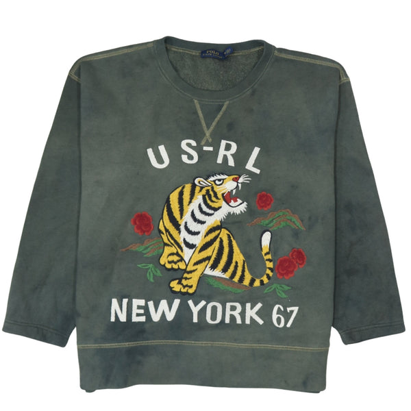 Polo Ralph Lauren 90's Tiger Crew Neck Sweatshirt Medium Green
